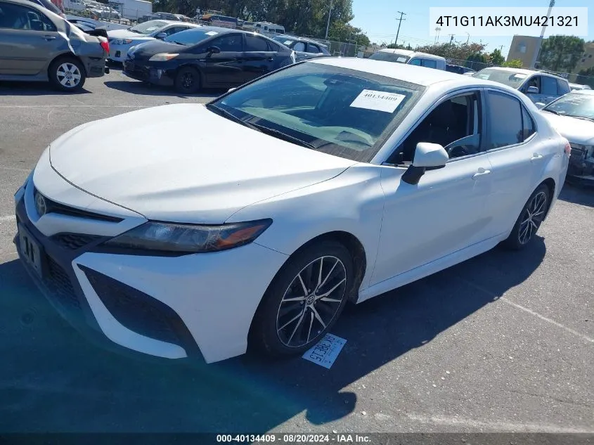 2021 Toyota Camry Se VIN: 4T1G11AK3MU421321 Lot: 40134409