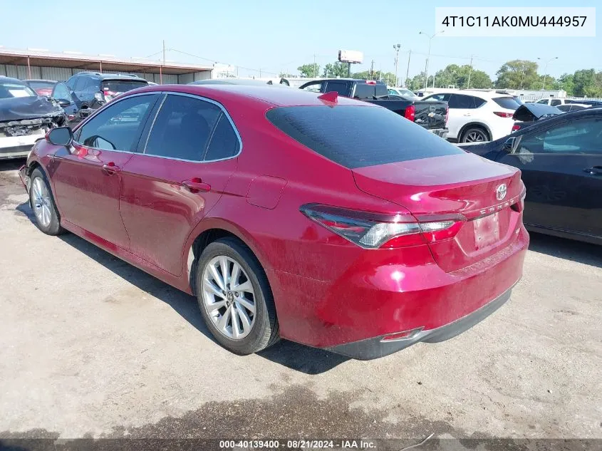 2021 Toyota Camry Le VIN: 4T1C11AK0MU444957 Lot: 40139400