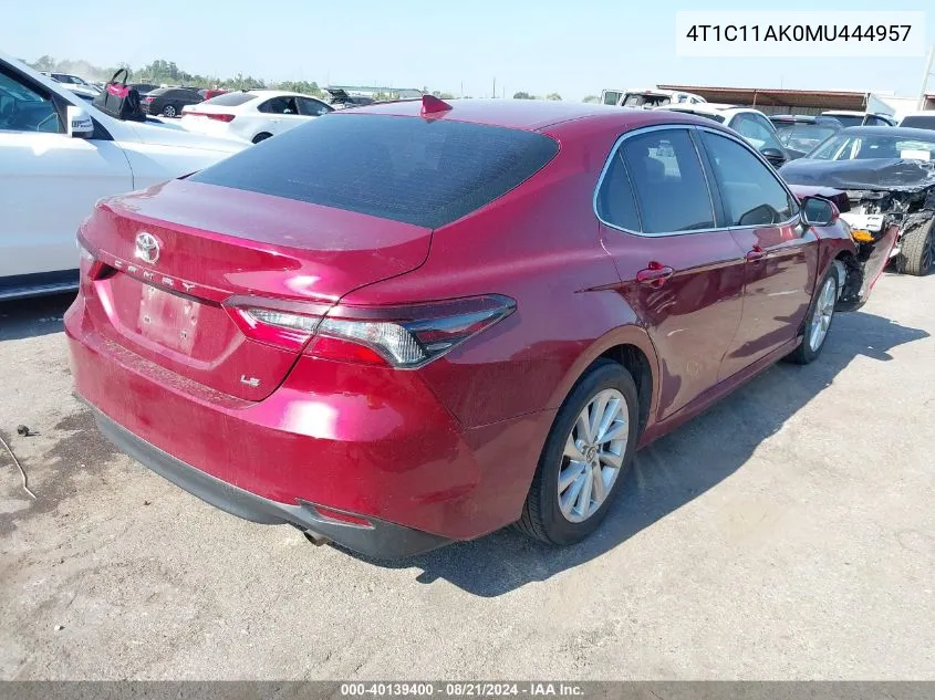 2021 Toyota Camry Le VIN: 4T1C11AK0MU444957 Lot: 40139400