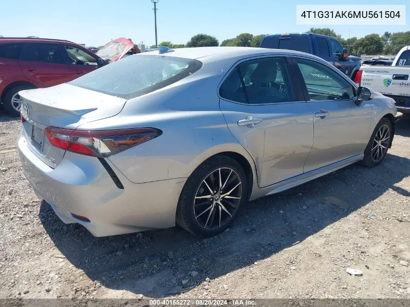 2021 Toyota Camry Se VIN: 4T1G31AK6MU561504 Lot: 40155272