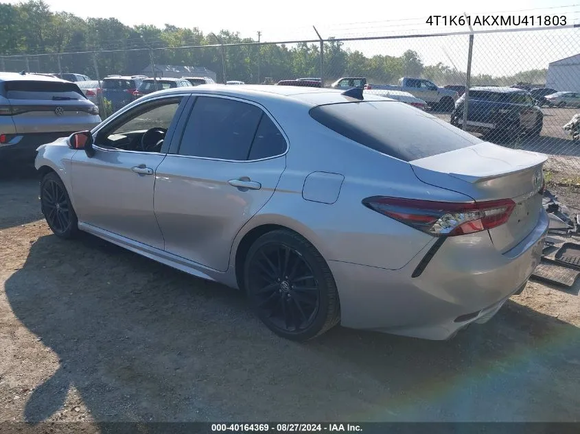 2021 Toyota Camry Xse VIN: 4T1K61AKXMU411803 Lot: 40164369