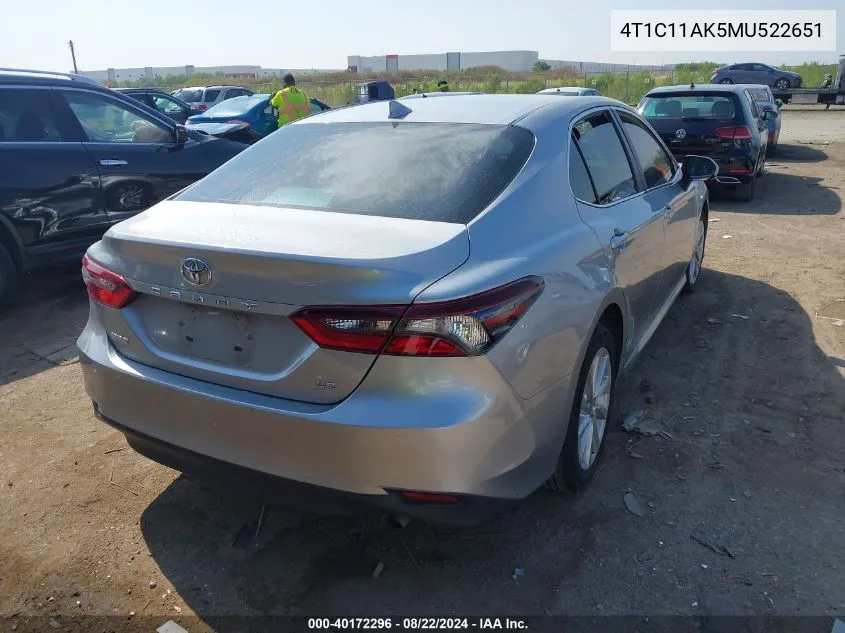 2021 Toyota Camry Le VIN: 4T1C11AK5MU522651 Lot: 40172296