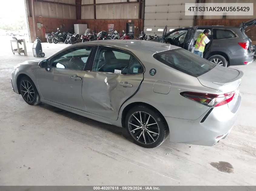 2021 Toyota Camry Se Hybrid VIN: 4T1S31AK2MU565429 Lot: 40207618