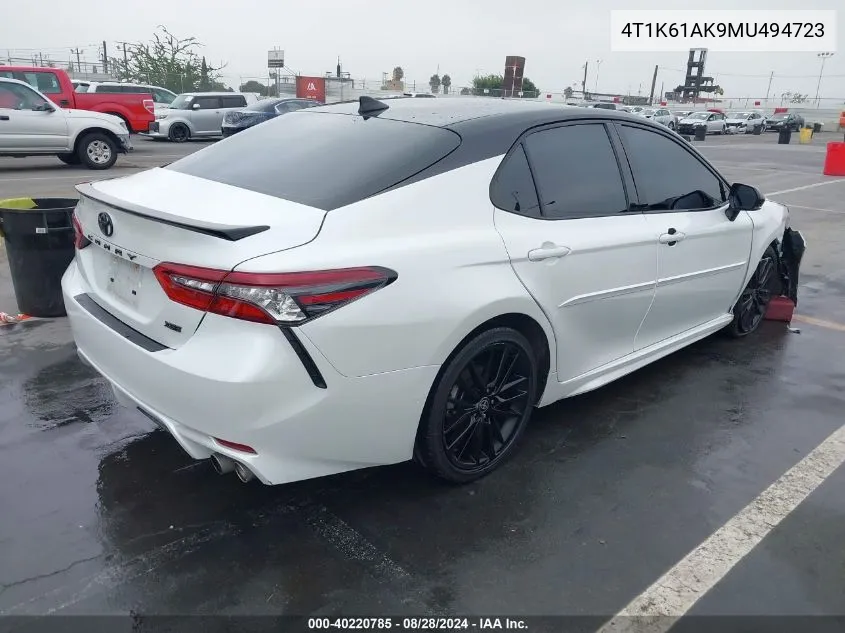 2021 Toyota Camry Xse VIN: 4T1K61AK9MU494723 Lot: 40220785