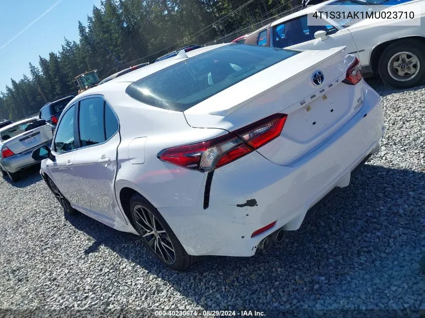 2021 Toyota Camry Se Hybrid VIN: 4T1S31AK1MU023710 Lot: 40230674