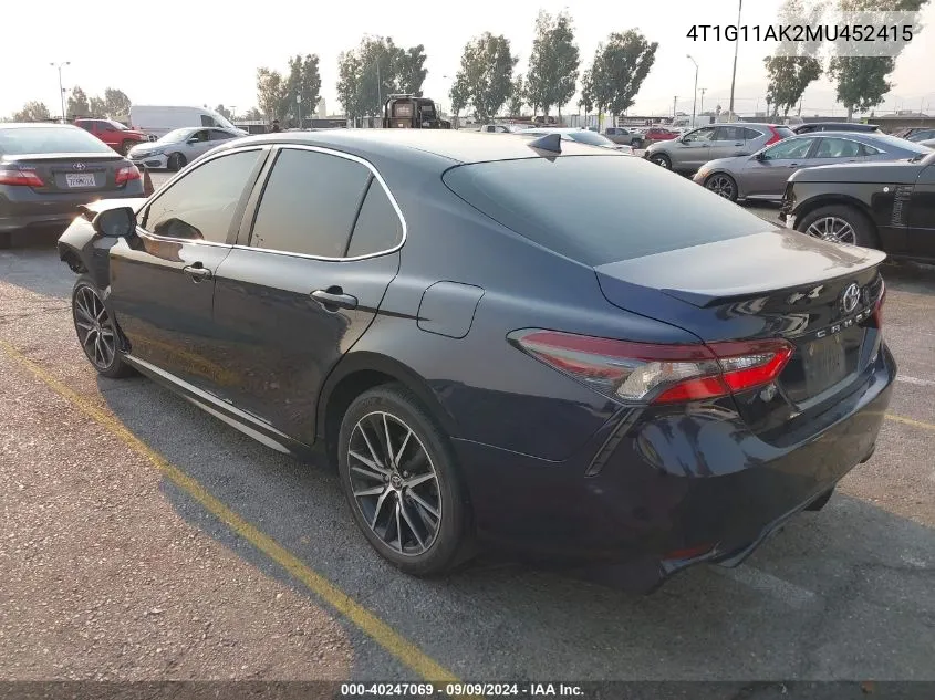 4T1G11AK2MU452415 2021 Toyota Camry Se