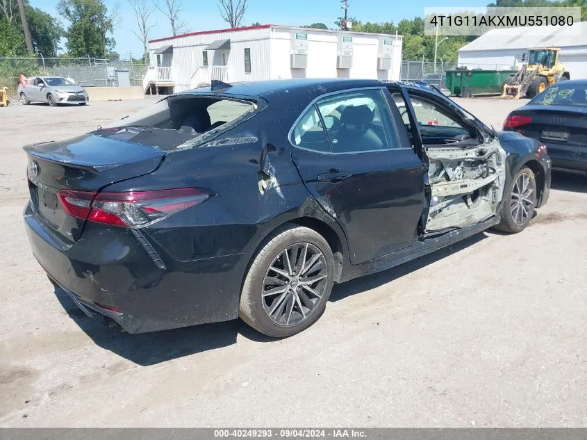 2021 Toyota Camry Se VIN: 4T1G11AKXMU551080 Lot: 40249293