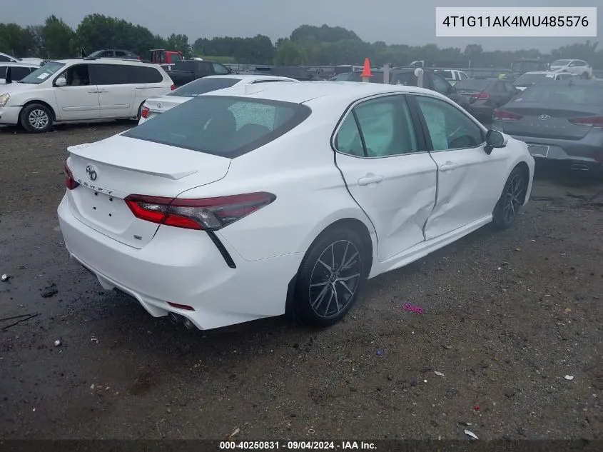 2021 Toyota Camry Se VIN: 4T1G11AK4MU485576 Lot: 40250831