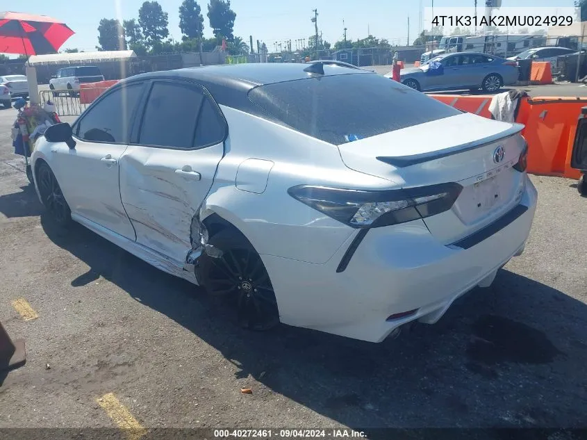 2021 Toyota Camry Xse VIN: 4T1K31AK2MU024929 Lot: 40272461