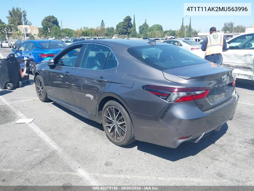 2021 Toyota Camry Se VIN: 4T1T11AK2MU563996 Lot: 40279156