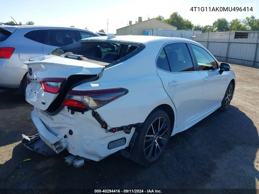 4T1G11AK0MU496414 2021 Toyota Camry Se