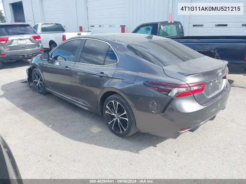 4T1G11AK0MU521215 2021 Toyota Camry Se