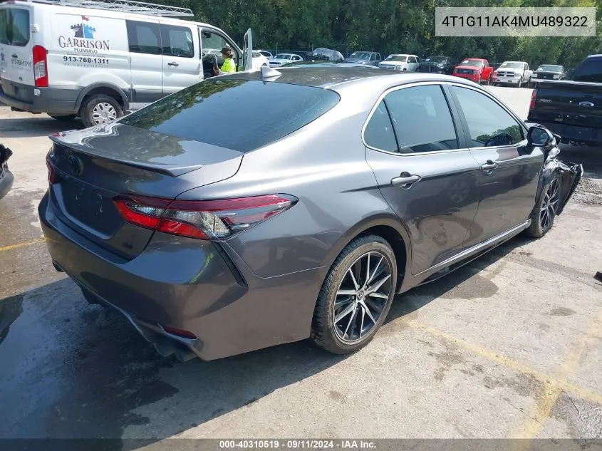 2021 Toyota Camry Se VIN: 4T1G11AK4MU489322 Lot: 40310519