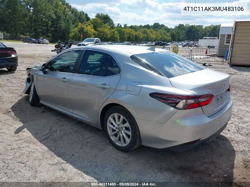 2021 Toyota Camry Le VIN: 4T1C11AK3MU483106 Lot: 40311450