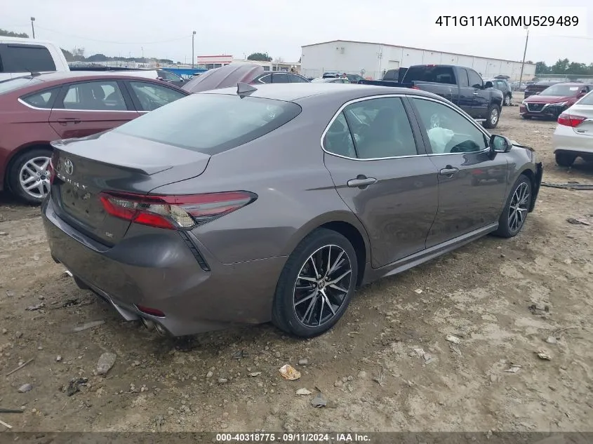 2021 Toyota Camry Se/Se Night Shade VIN: 4T1G11AK0MU529489 Lot: 40318775