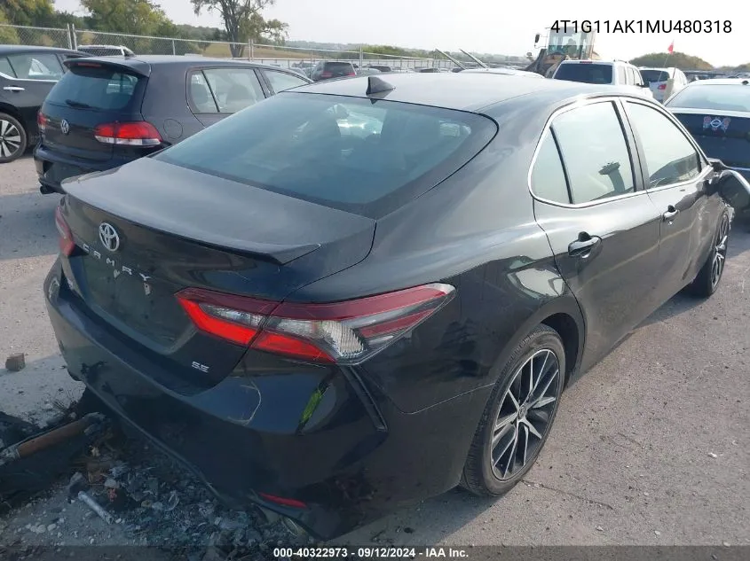 2021 Toyota Camry Se VIN: 4T1G11AK1MU480318 Lot: 40322973