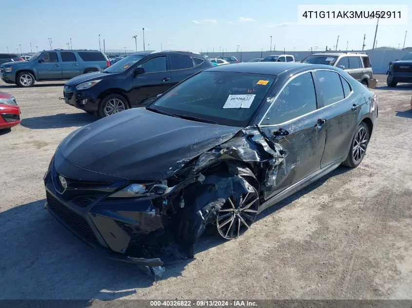 4T1G11AK3MU452911 2021 Toyota Camry Se