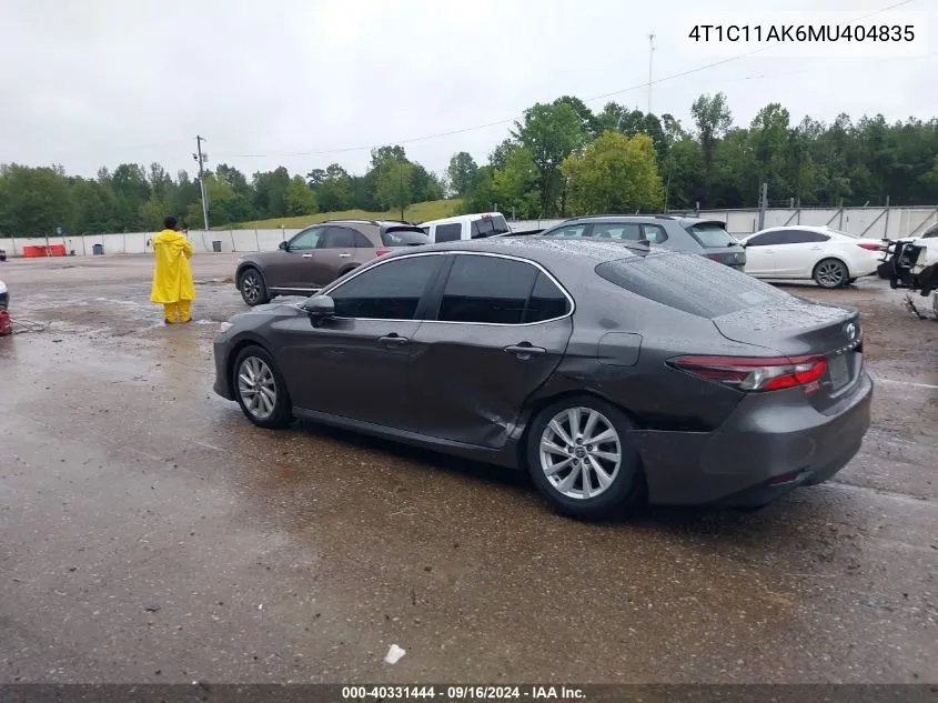 2021 Toyota Camry Le VIN: 4T1C11AK6MU404835 Lot: 40331444