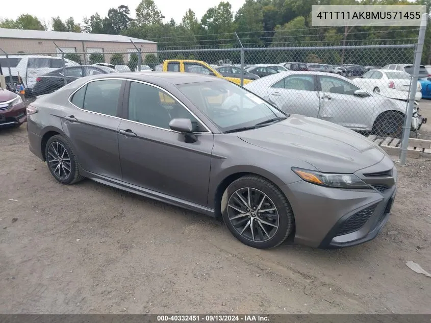 2021 Toyota Camry Se VIN: 4T1T11AK8MU571455 Lot: 40332451