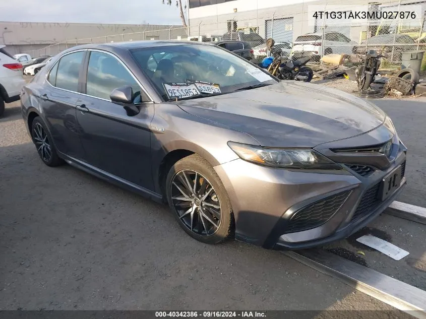 4T1G31AK3MU027876 2021 Toyota Camry Se Hybrid