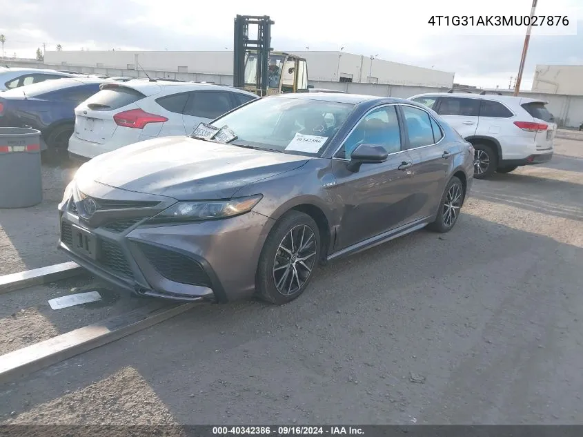 4T1G31AK3MU027876 2021 Toyota Camry Se Hybrid