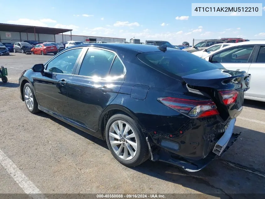 2021 Toyota Camry Le VIN: 4T1C11AK2MU512210 Lot: 40350088