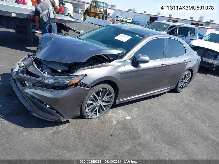 2021 Toyota Camry Se/Se Night Shade VIN: 4T1G11AK3MU591078 Lot: 40350386