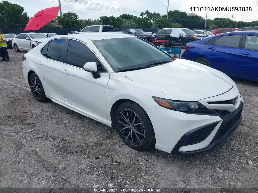 2021 Toyota Camry Se VIN: 4T1G11AK0MU593838 Lot: 40398273