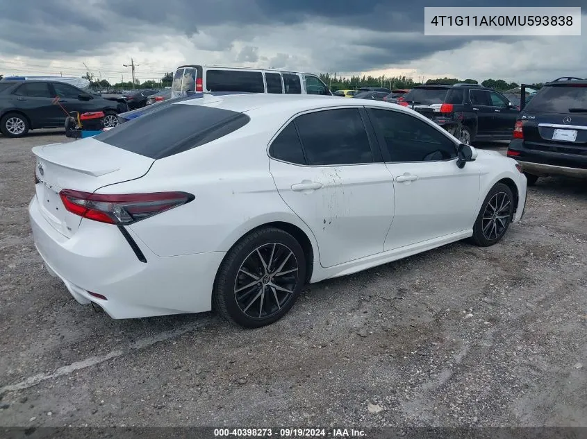 2021 Toyota Camry Se VIN: 4T1G11AK0MU593838 Lot: 40398273