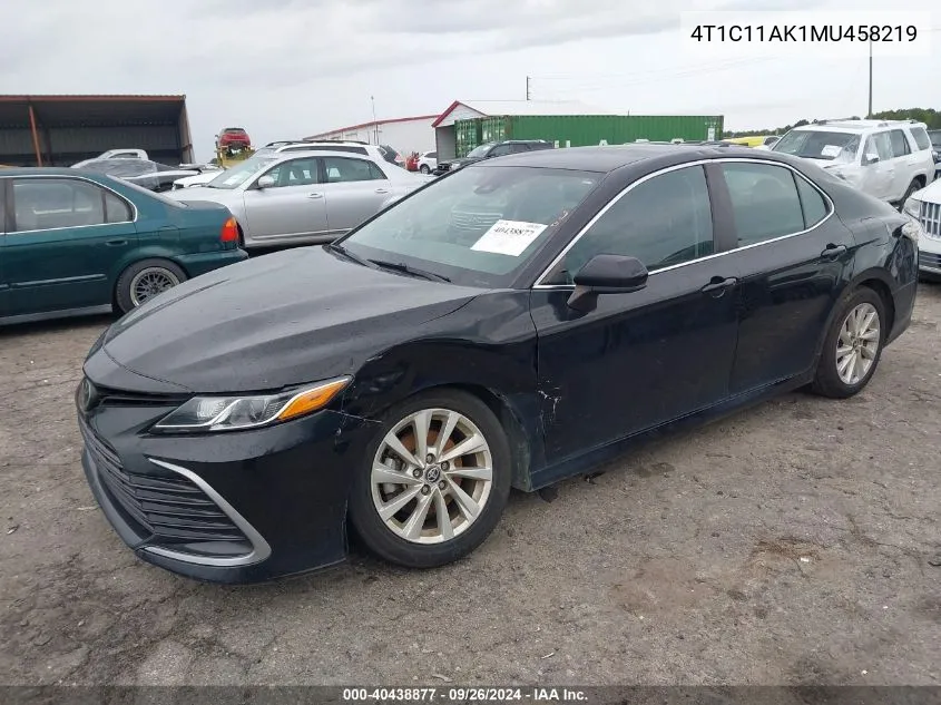 2021 Toyota Camry Le VIN: 4T1C11AK1MU458219 Lot: 40438877