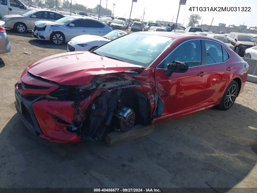 4T1G31AK2MU031322 2021 Toyota Camry Se Hybrid