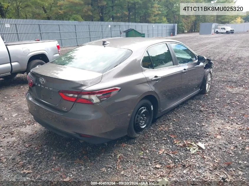 4T1C11BK8MU025320 2021 Toyota Camry Le Awd