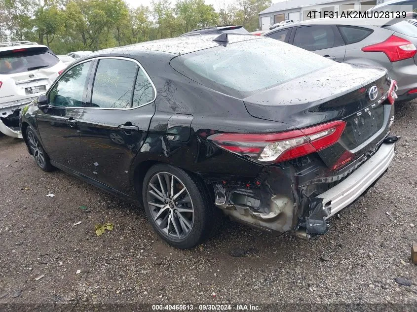 2021 Toyota Camry Xle Hybrid VIN: 4T1F31AK2MU028139 Lot: 40465513