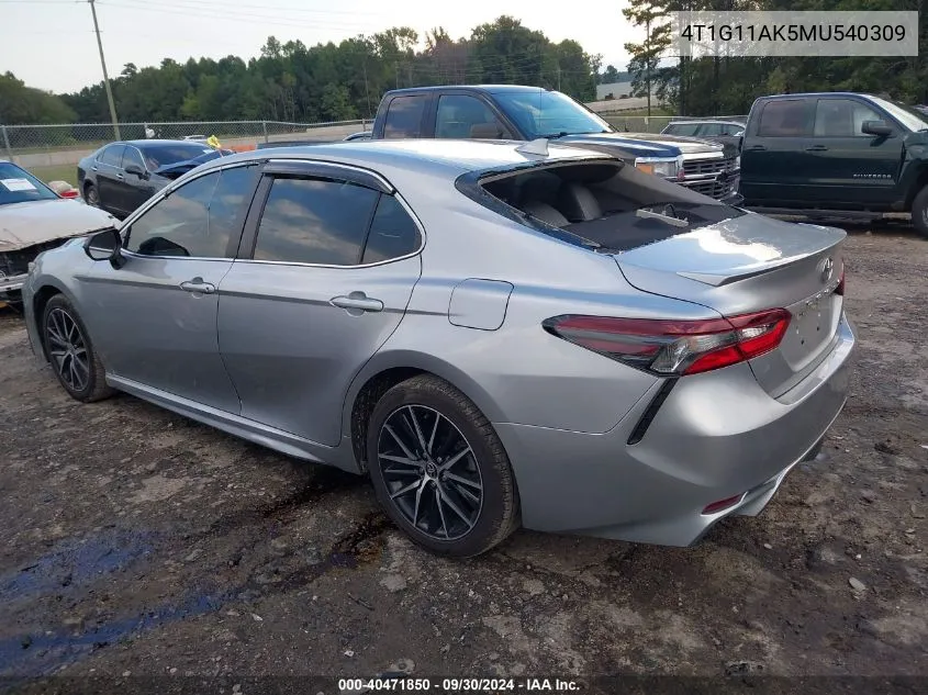 2021 Toyota Camry Se VIN: 4T1G11AK5MU540309 Lot: 40471850