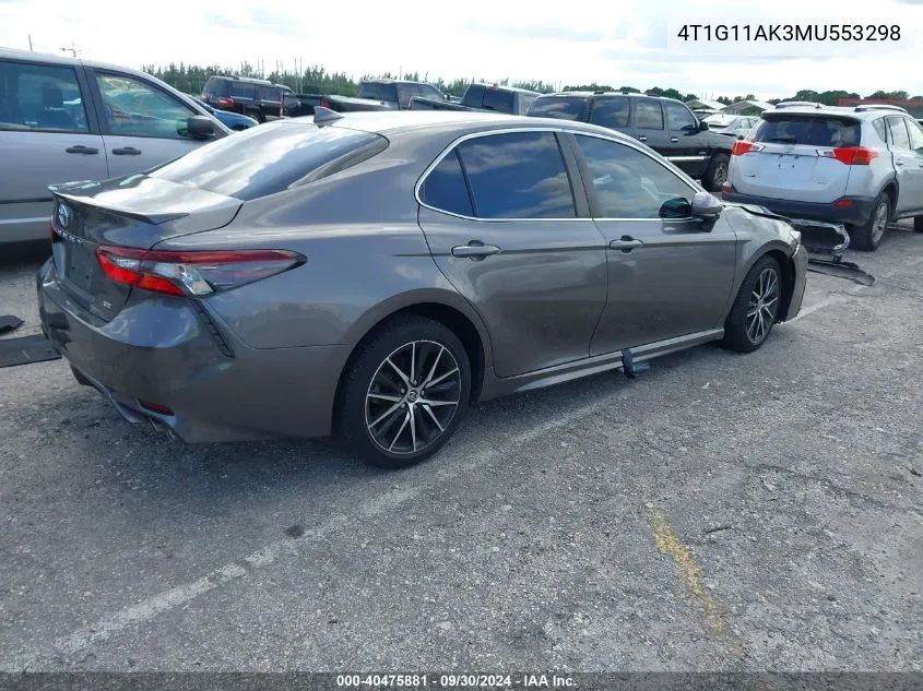 4T1G11AK3MU553298 2021 Toyota Camry Se