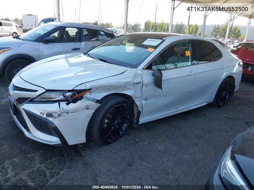 2021 Toyota Camry Xse Hybrid VIN: 4T1K31AK5MU552500 Lot: 40493635