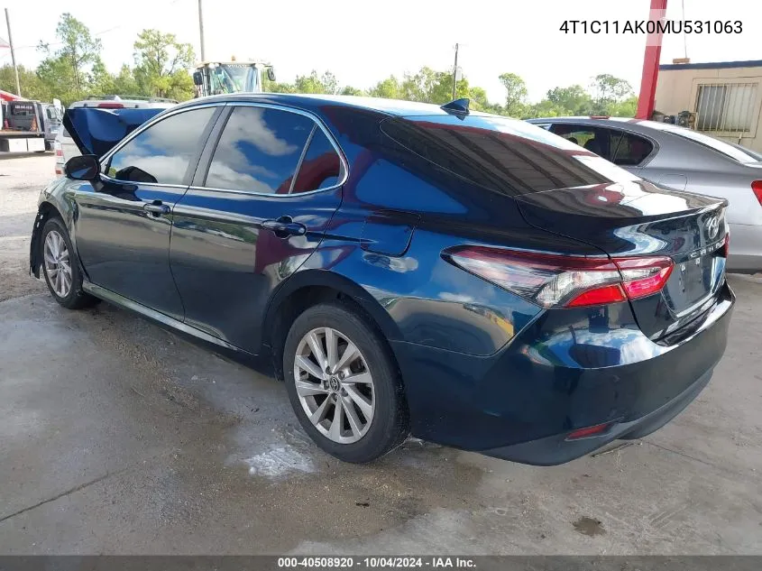 2021 Toyota Camry Le VIN: 4T1C11AK0MU531063 Lot: 40508920