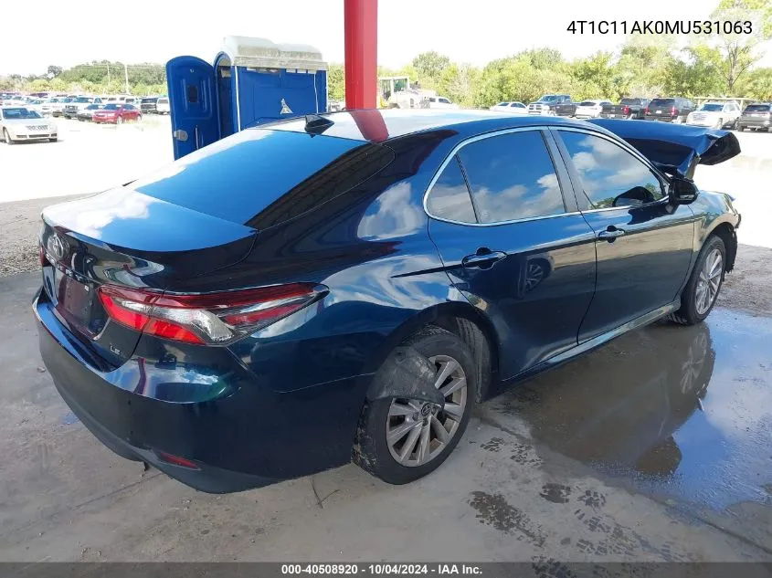 2021 Toyota Camry Le VIN: 4T1C11AK0MU531063 Lot: 40508920