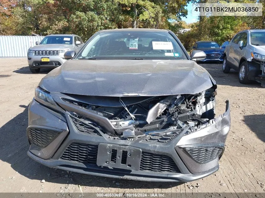 2021 Toyota Camry Se Awd VIN: 4T1G11BK2MU036850 Lot: 40533697