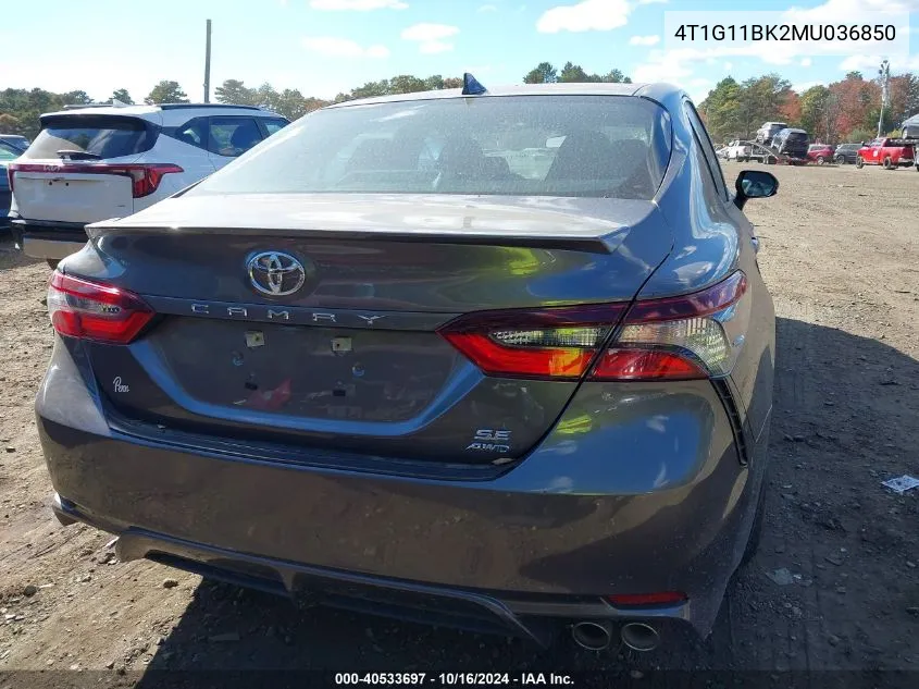 2021 Toyota Camry Se Awd VIN: 4T1G11BK2MU036850 Lot: 40533697