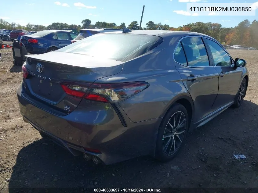 2021 Toyota Camry Se Awd VIN: 4T1G11BK2MU036850 Lot: 40533697