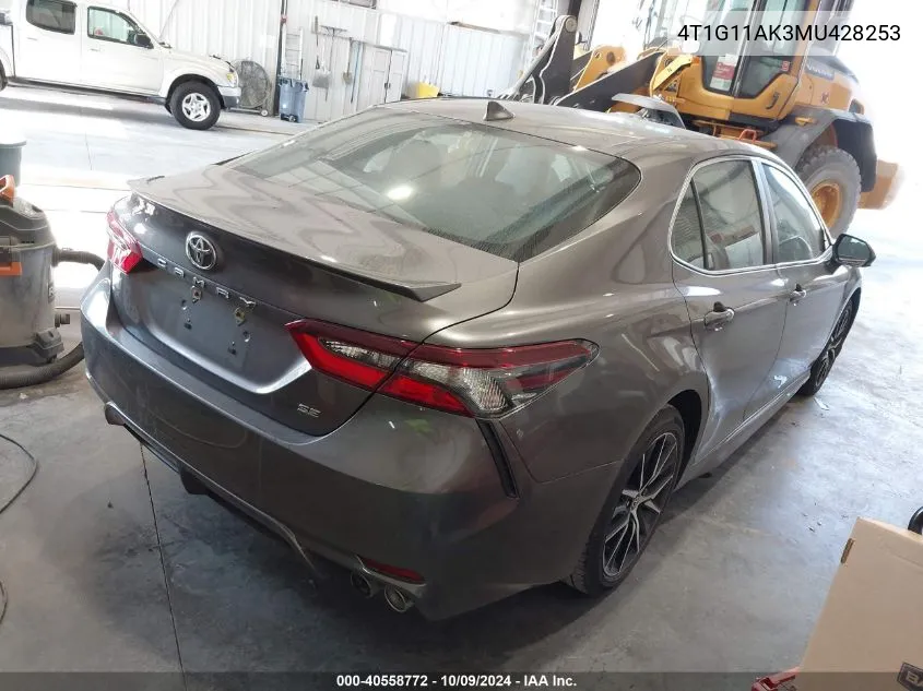 2021 Toyota Camry Se VIN: 4T1G11AK3MU428253 Lot: 40558772