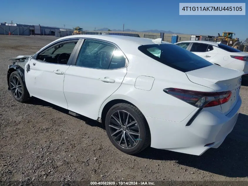 2021 Toyota Camry Se VIN: 4T1G11AK7MU445105 Lot: 40582609