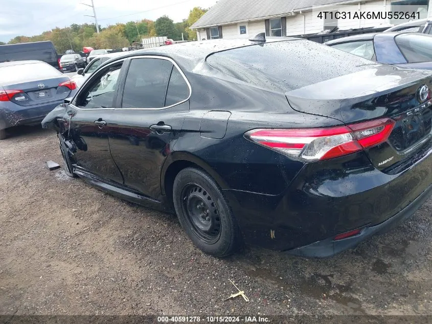 2021 Toyota Camry Le Hybrid VIN: 4T1C31AK6MU552641 Lot: 40591278