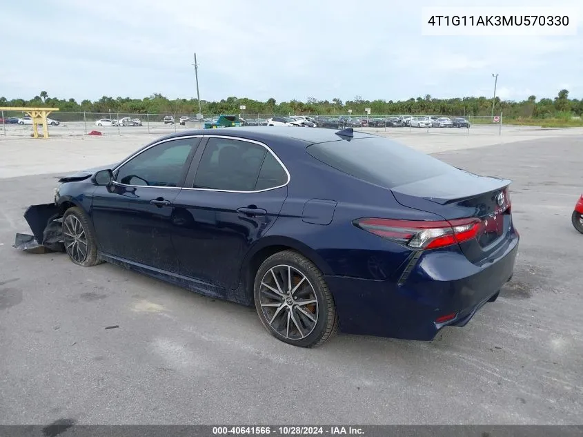 2021 Toyota Camry Se VIN: 4T1G11AK3MU570330 Lot: 40641566