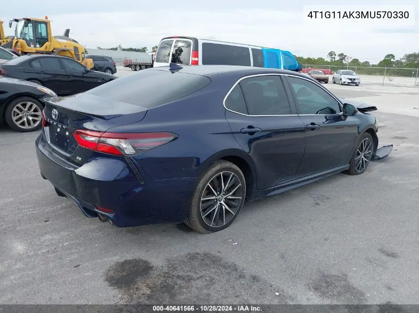 2021 Toyota Camry Se VIN: 4T1G11AK3MU570330 Lot: 40641566