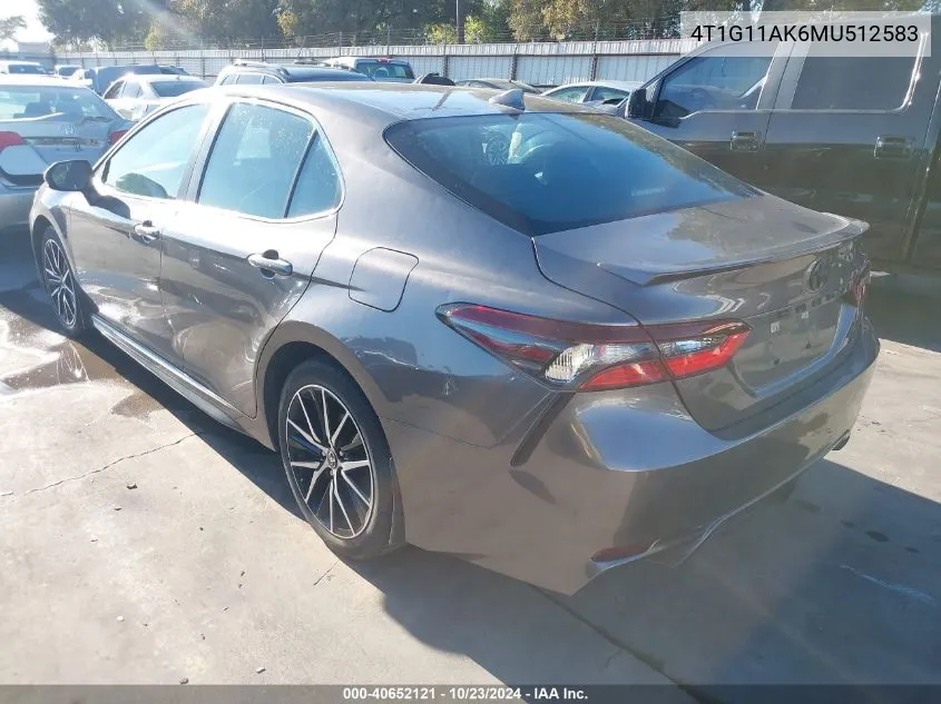 2021 Toyota Camry Se VIN: 4T1G11AK6MU512583 Lot: 40652121