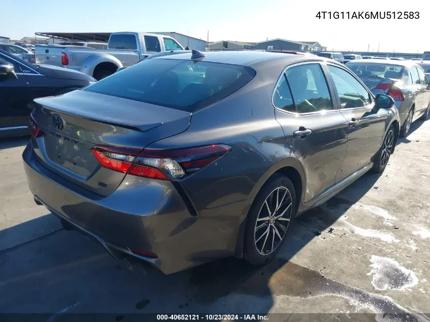 4T1G11AK6MU512583 2021 Toyota Camry Se