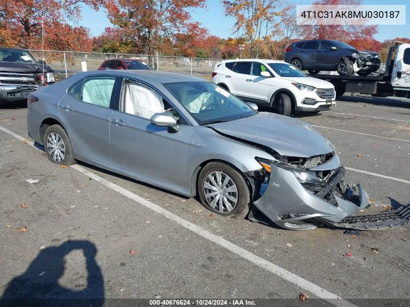 2021 Toyota Camry Le Hybrid VIN: 4T1C31AK8MU030187 Lot: 40676624