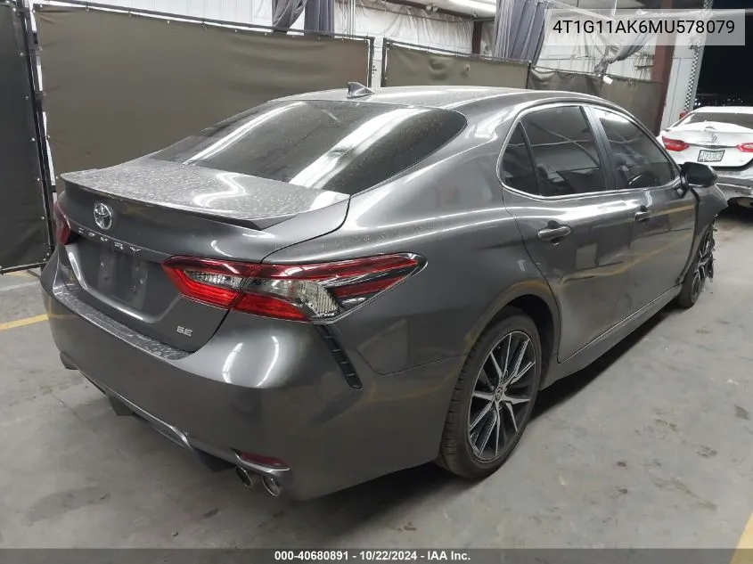 2021 Toyota Camry Se VIN: 4T1G11AK6MU578079 Lot: 40680891